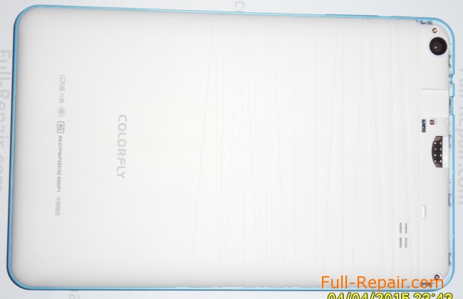 Colorfly G708 Вид сзади, верхняя заглушка снята