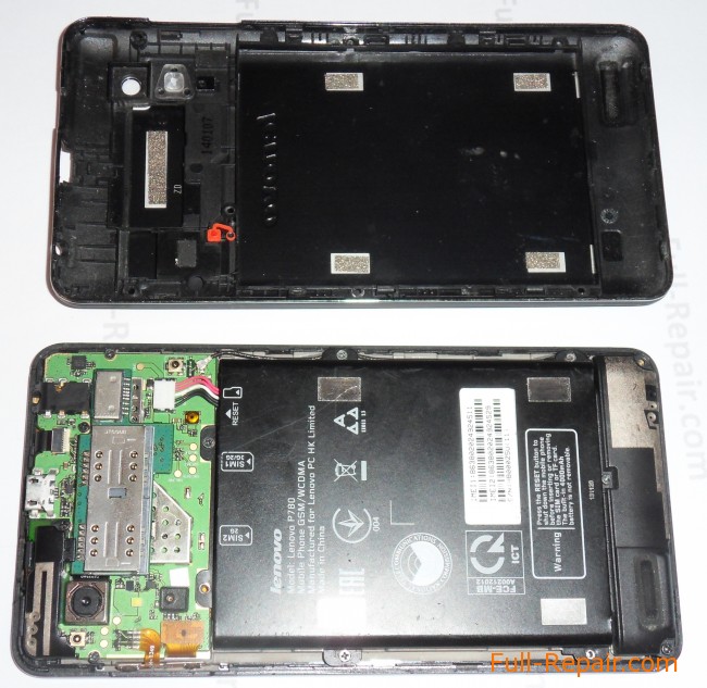 Lenovo P780. Задняя крышка снята